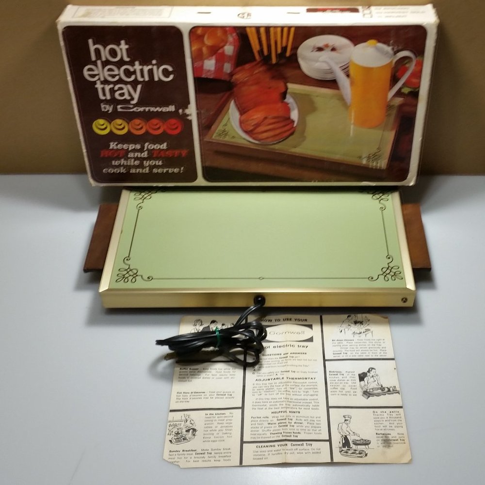 CORNWALL ELECTRIC HOT TRAY RARE AVOCADO COLOR VTG